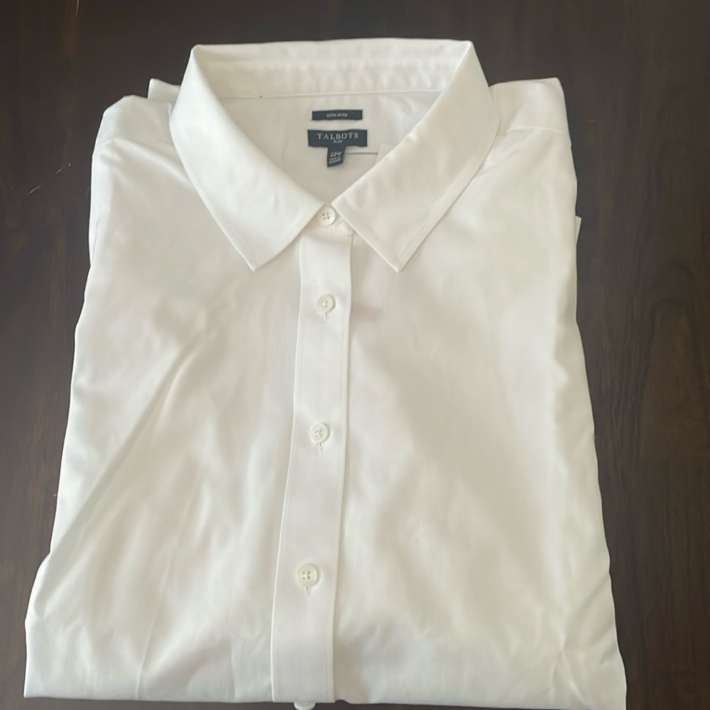 Women’s Talbots white long sleeve button down dress shirt size 22w NWT